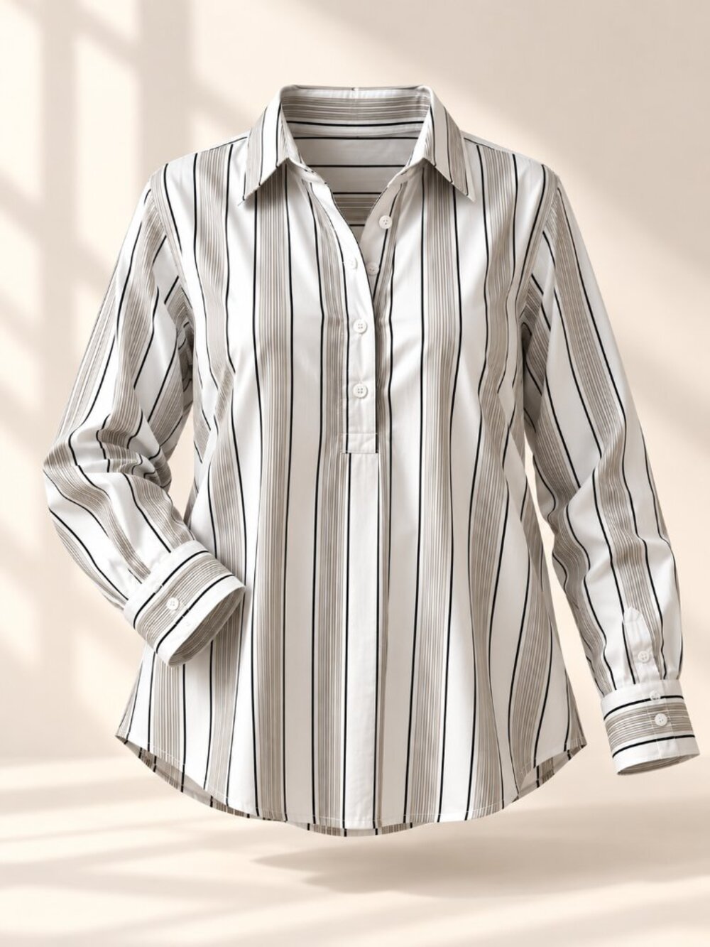 Talbots Striped Popover Tunic Shirt XL Non Iron Polished Business Casual